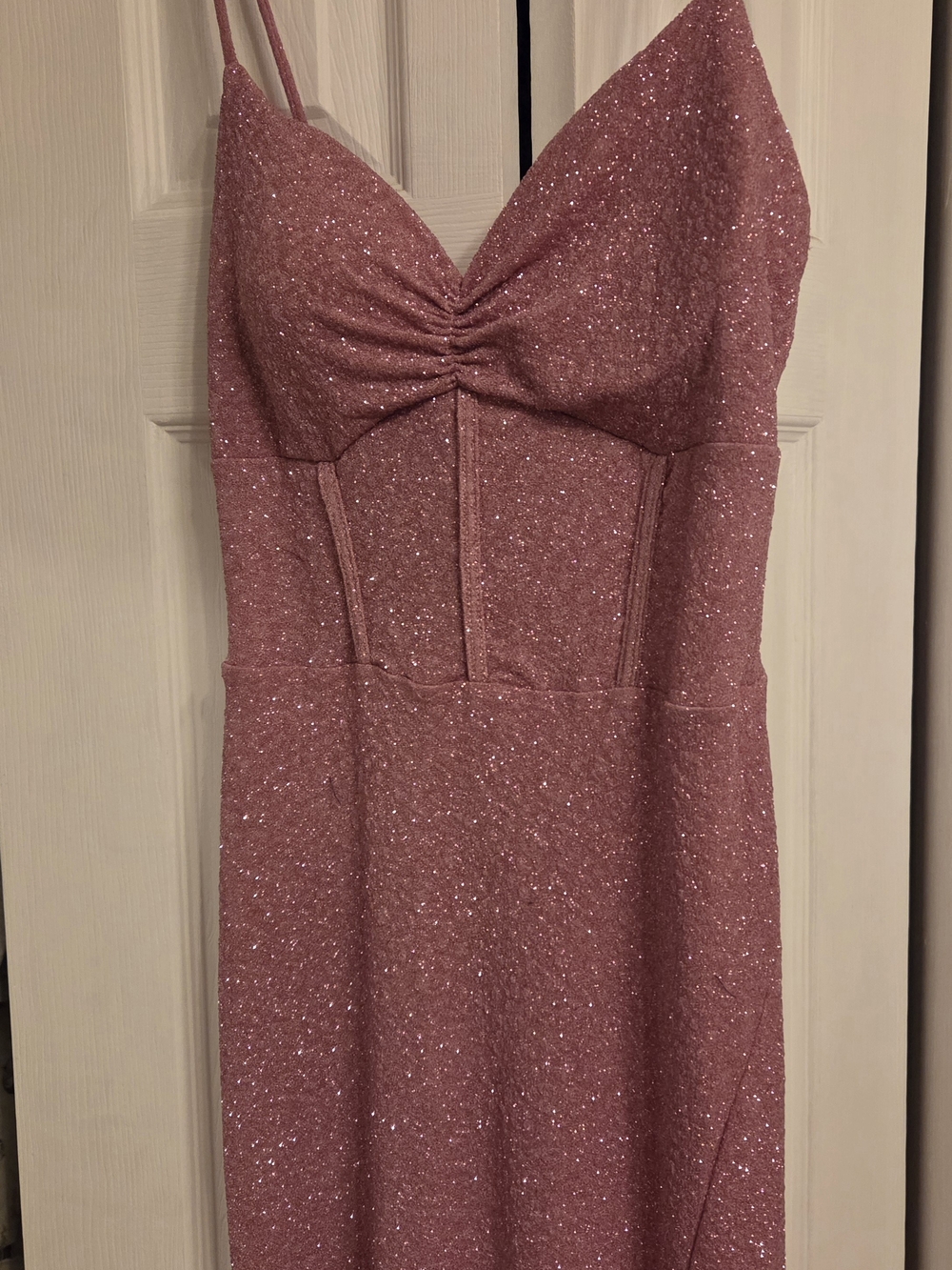 Glitter Rose Spaghetti-Strap Maxi Dress